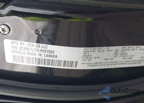 2020 Chrysler Pacifica Hybrid Touring L из США, поврежденный, VIN 2C4RC1L74LR267553